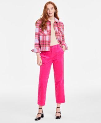 On 34th Womens Plaid Jacket Ribbed Mock Neck Long Sleeve Top High Rise Jeans Created For Macys Product Image