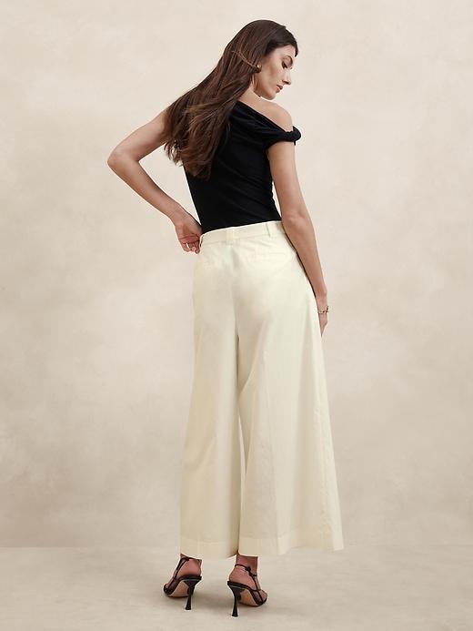 Pleated Wide-Leg Crop Poplin Pant product image