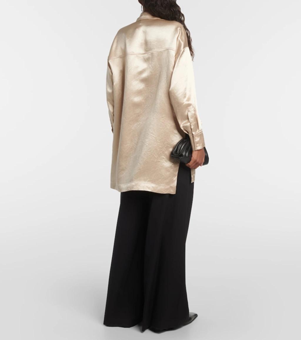 Bacio Oversize Satin Shirt In White Product Image