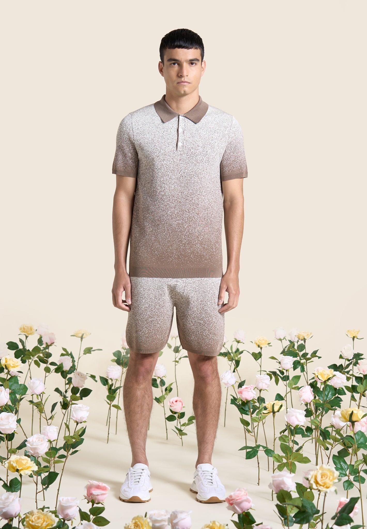 Ombré Knit Shorts - Taupe/White Male Product Image