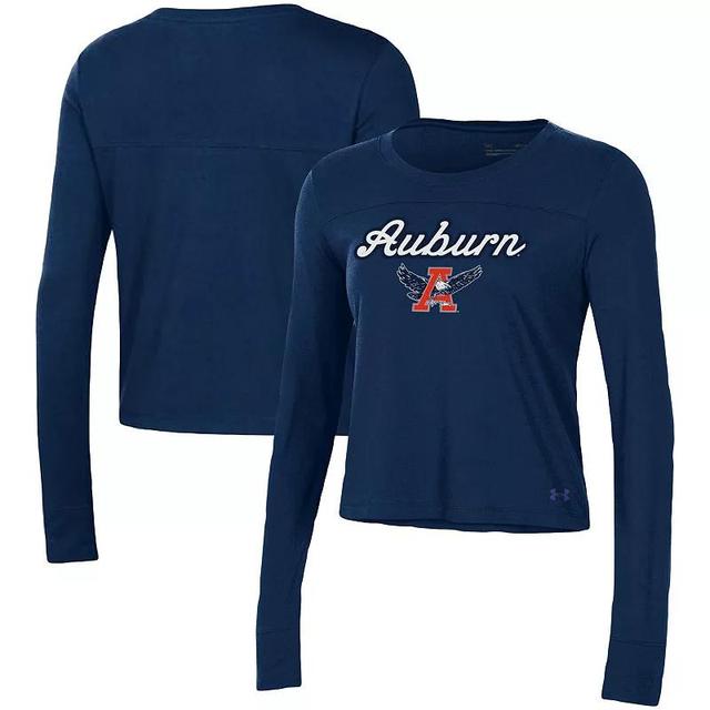 Womens Under Armour Auburn Tigers Vault Cropped Long Sleeve T-Shirt Blue Product Image