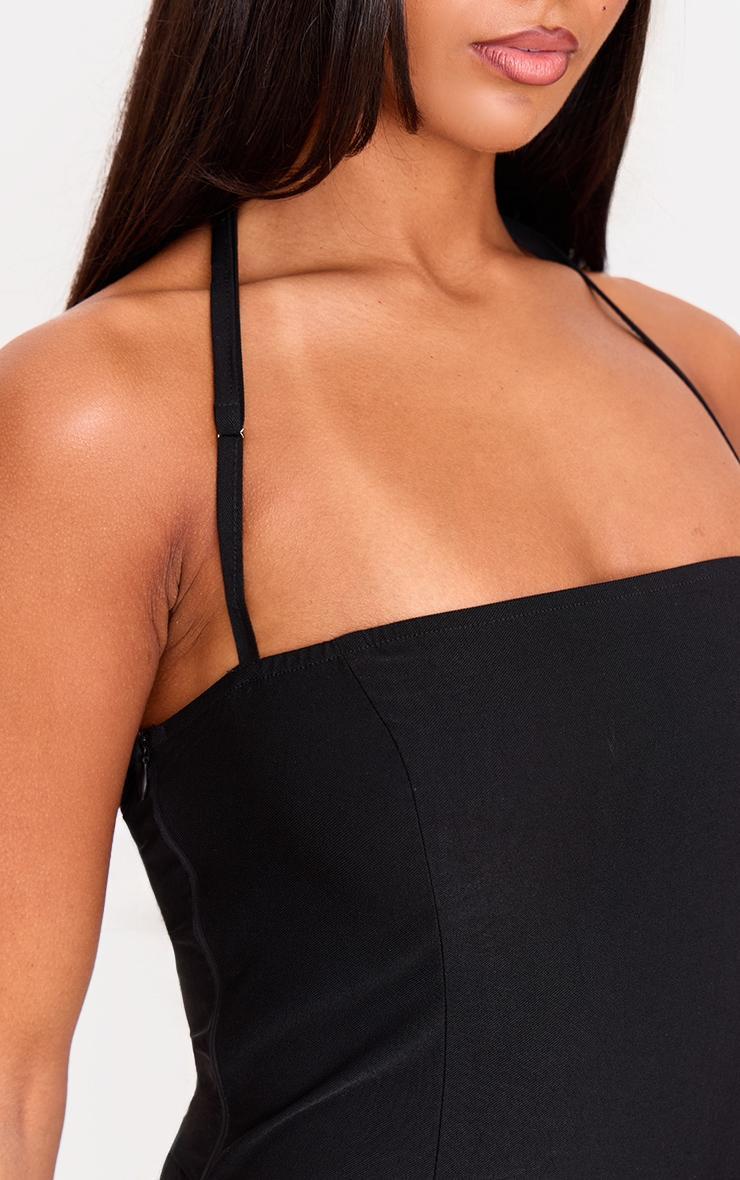 Black Woven Thin Halter Overlay Detail Jumpsuit Product Image