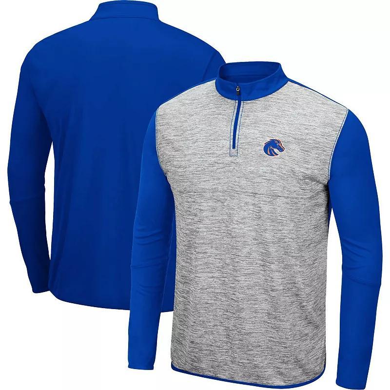 Mens Colosseum Heather Gray/Royal Boise State Broncos Prospect Quarter-Zip Jacket Product Image