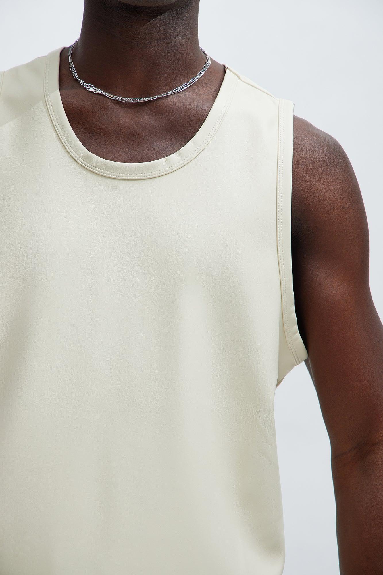 Erickson Faux Leather Tank - Off White Product Image