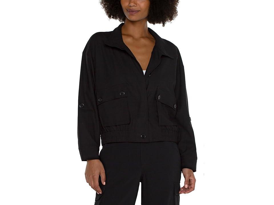 Liverpool Los Angeles Textured Stretch Woven Utility Jacket with Cinch Hem Women's Jacket Product Image