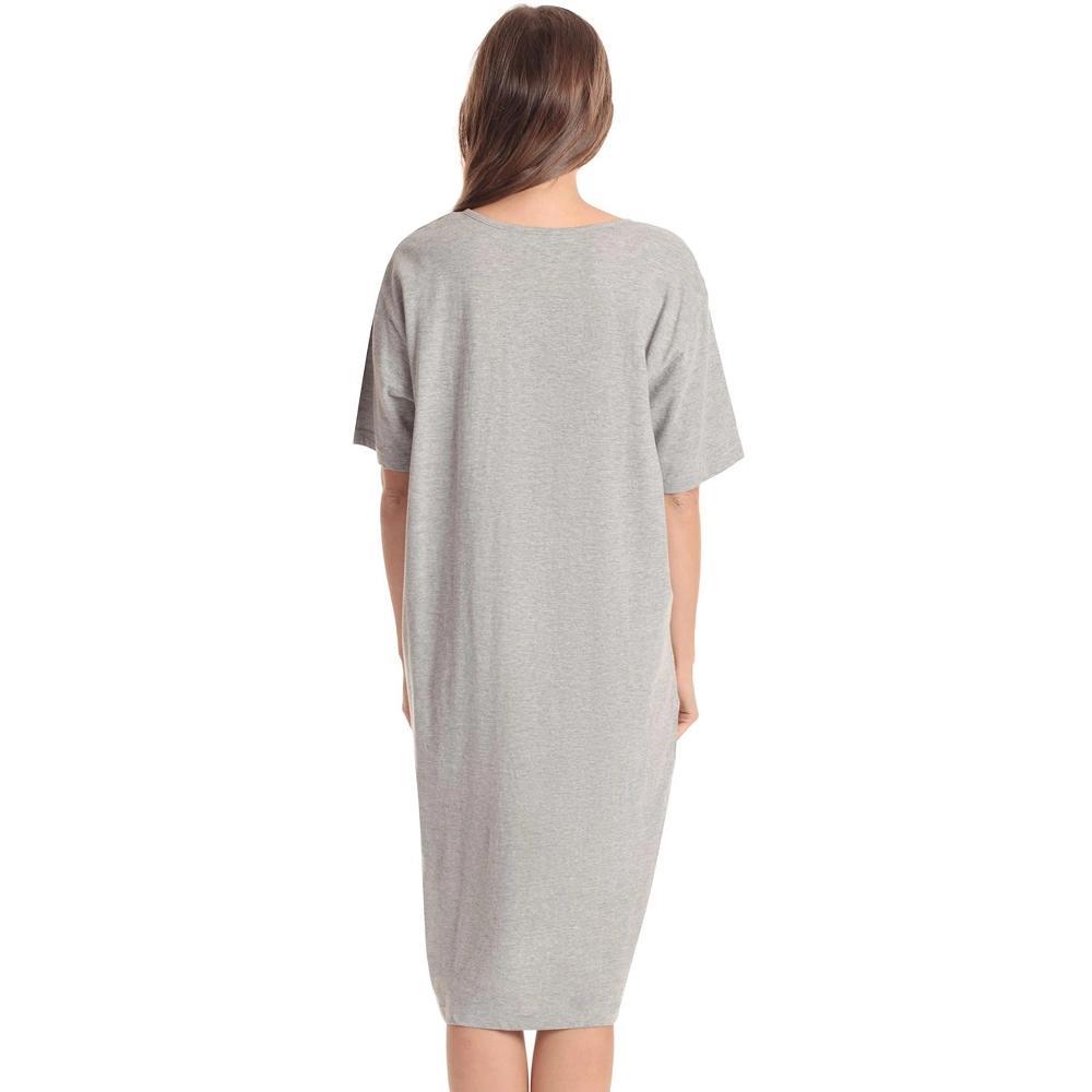 Just Love Womens Nightgown - Short Sleeve Henley Oversized Sleepwear Gown 4364-HTR-XL Product Image