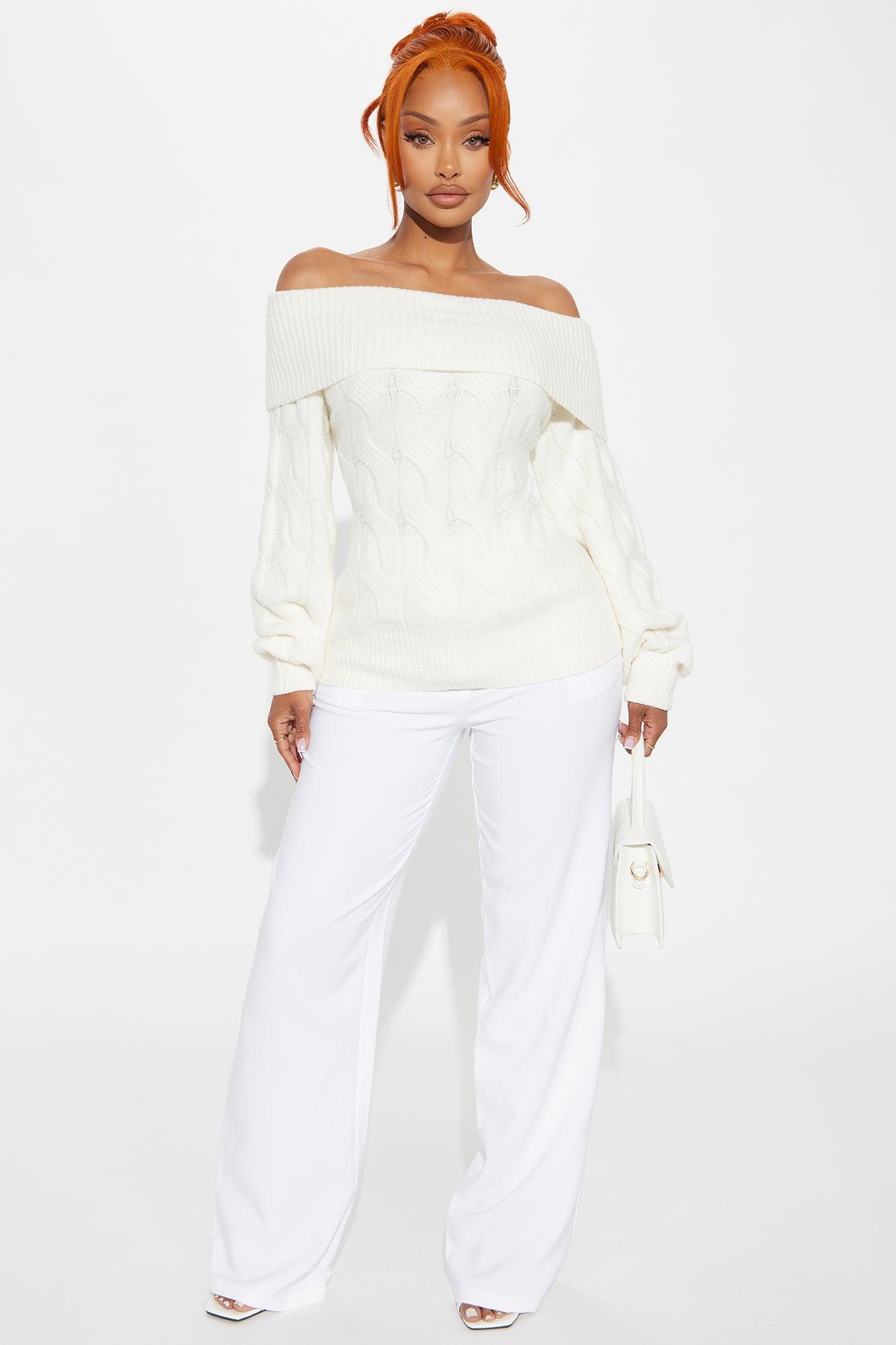 Mila Off Shoulder Sweater - Ivory Product Image