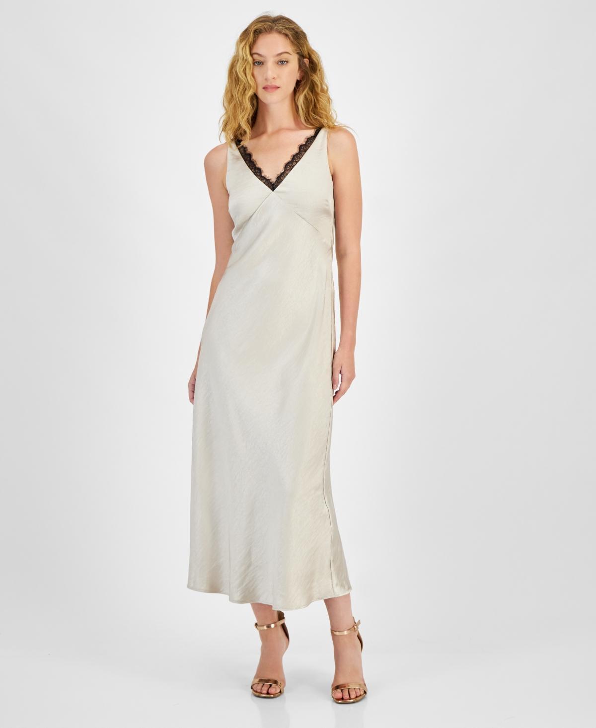 Lucy Paris Womens Kasen Lace-Trim V-Neck Slip Dress Product Image