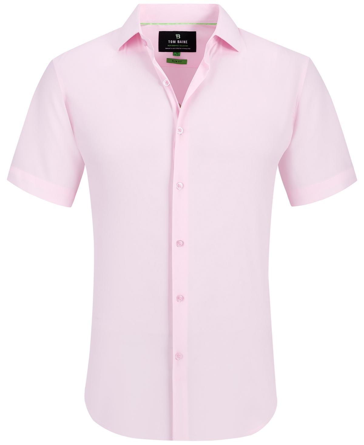 Mens Slim Fit Short Sleeve Performance Button Down Dress Shirt Product Image