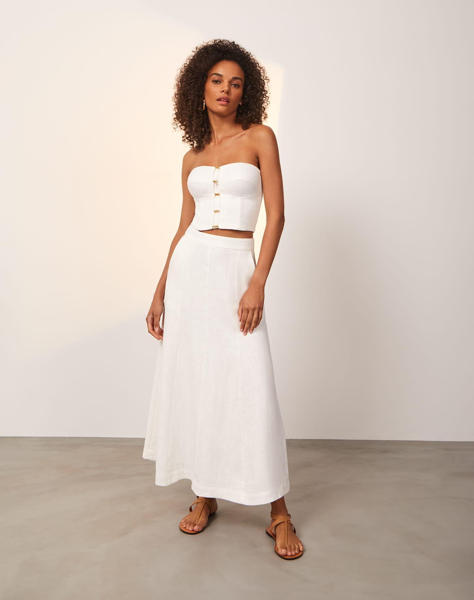 Tiana Long Skirt - Off White Product Image