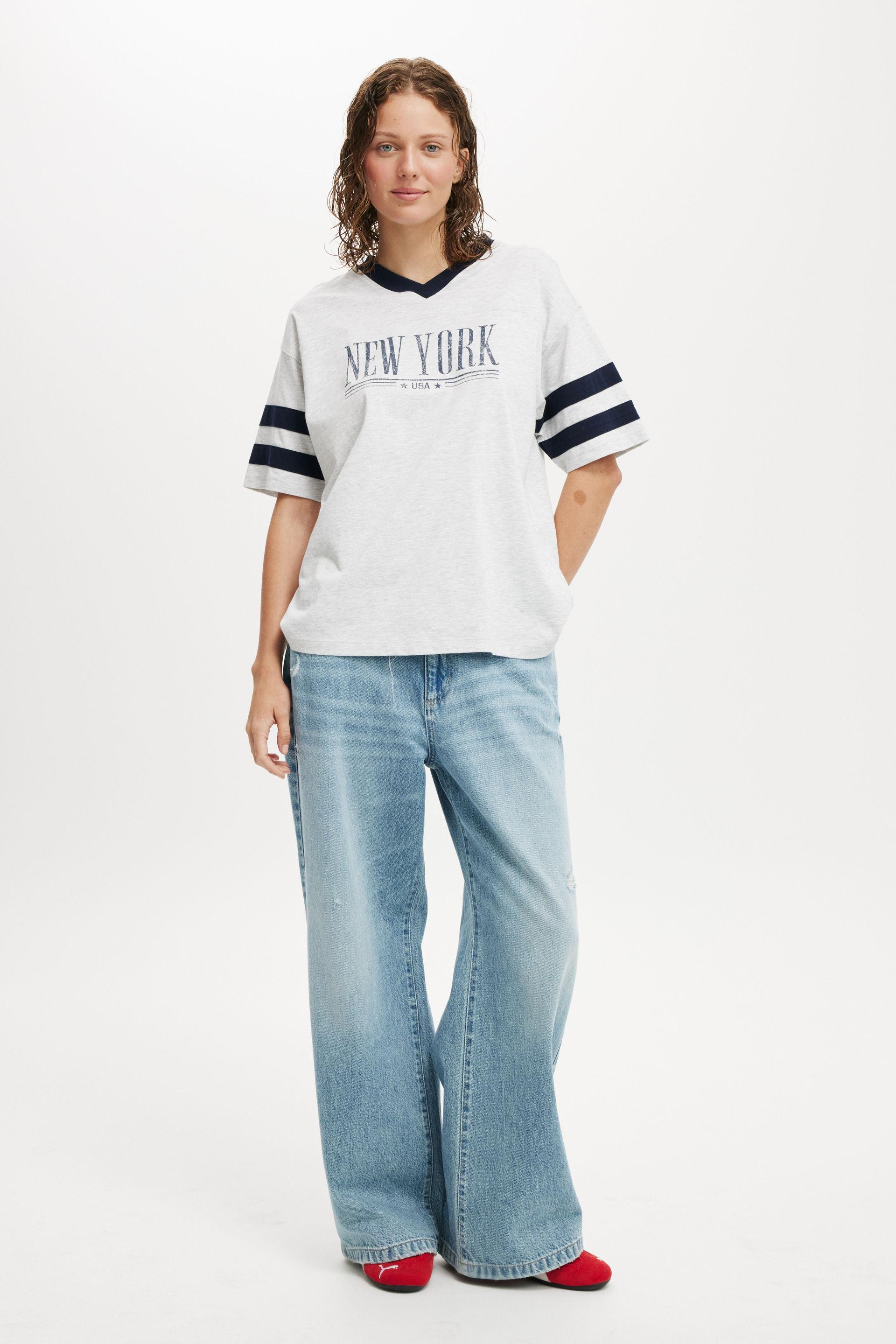 V Neck Oversized Graphic Tee Product Image