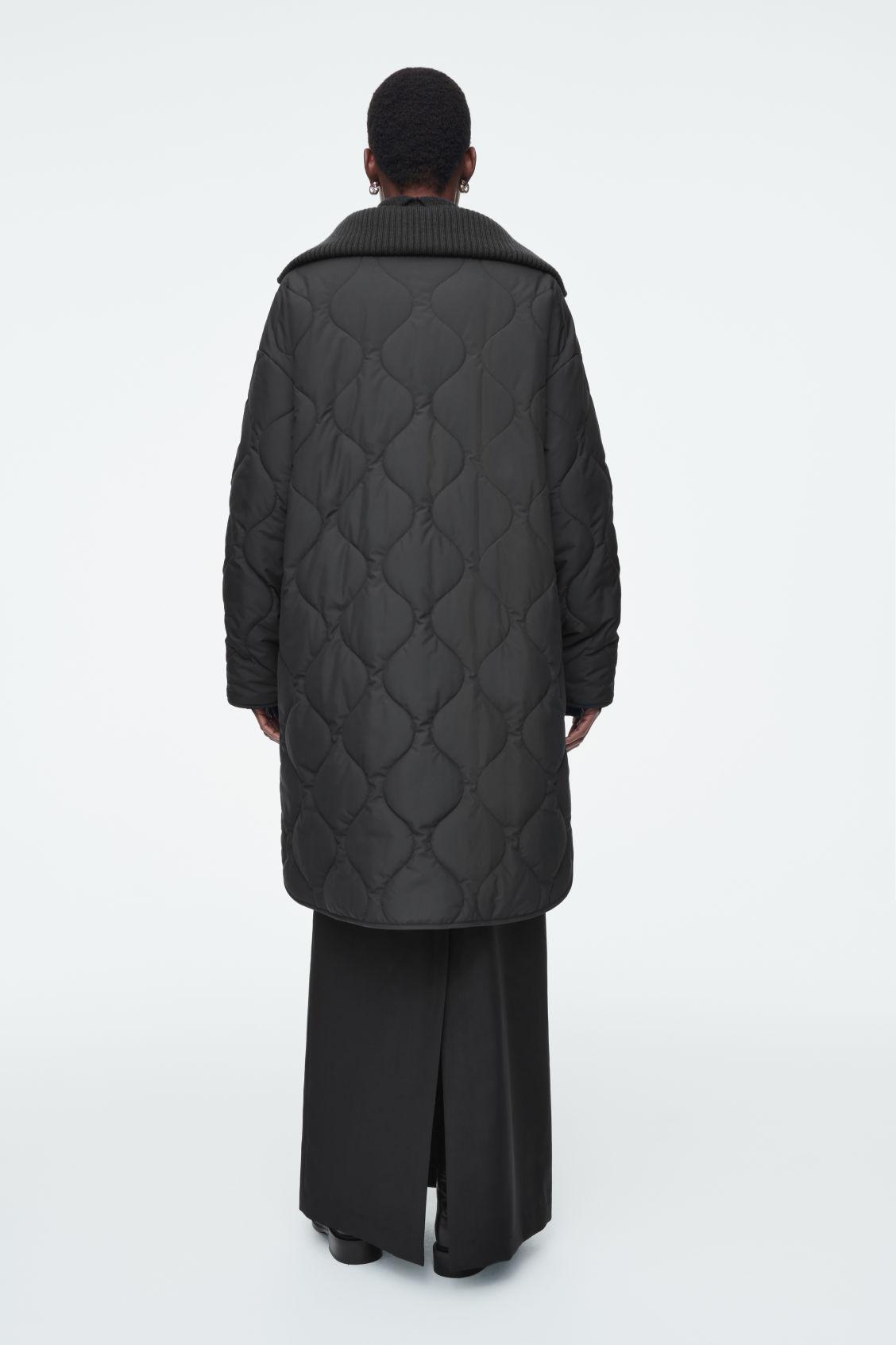 RIBBED-COLLAR QUILTED COAT Product Image