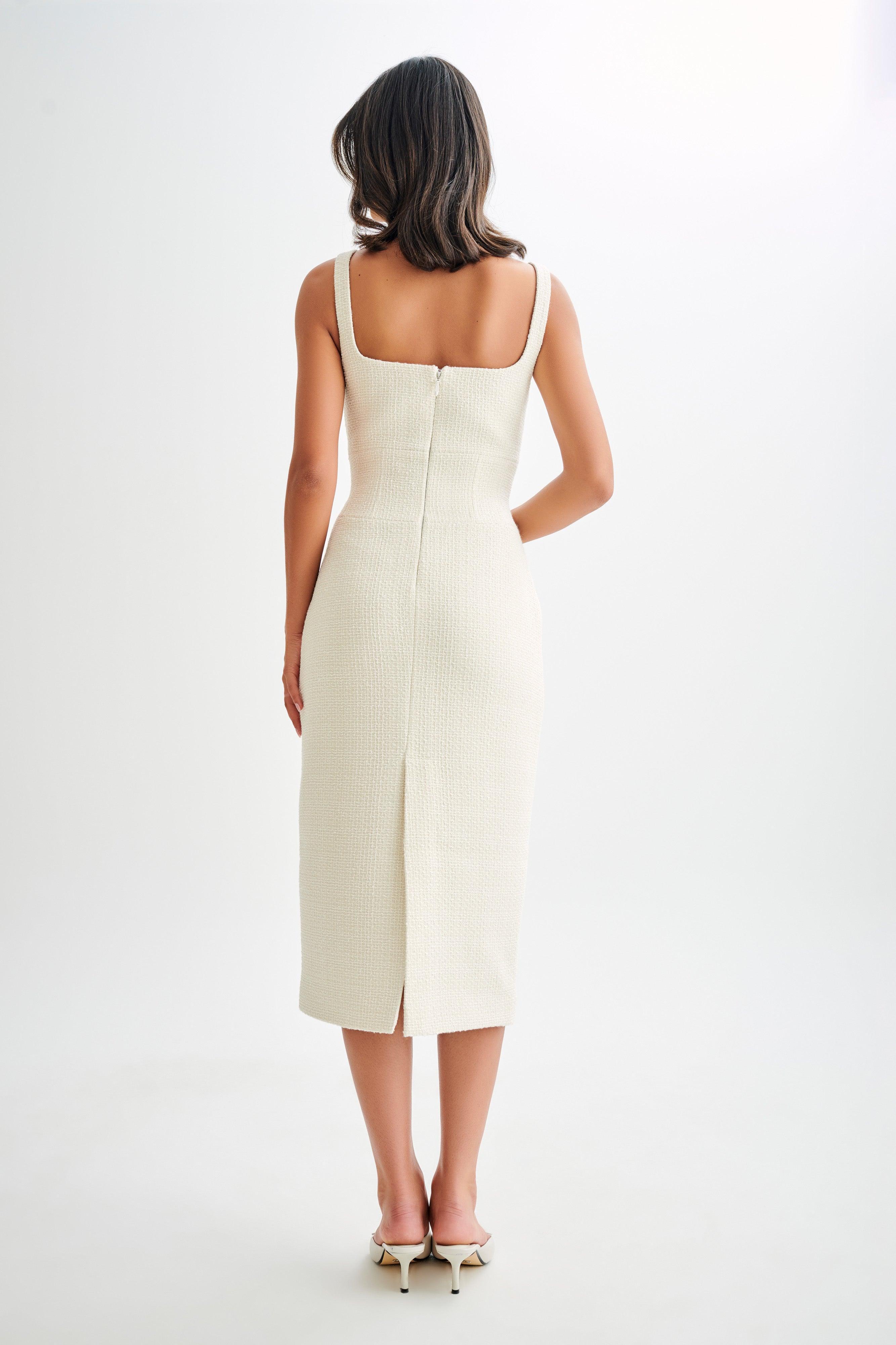 Calder Tweed Midi Dress - Ivory Product Image