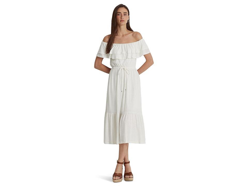 LAUREN Ralph Lauren Petite Jersey Off-the-Shoulder Dress Women's Clothing Product Image