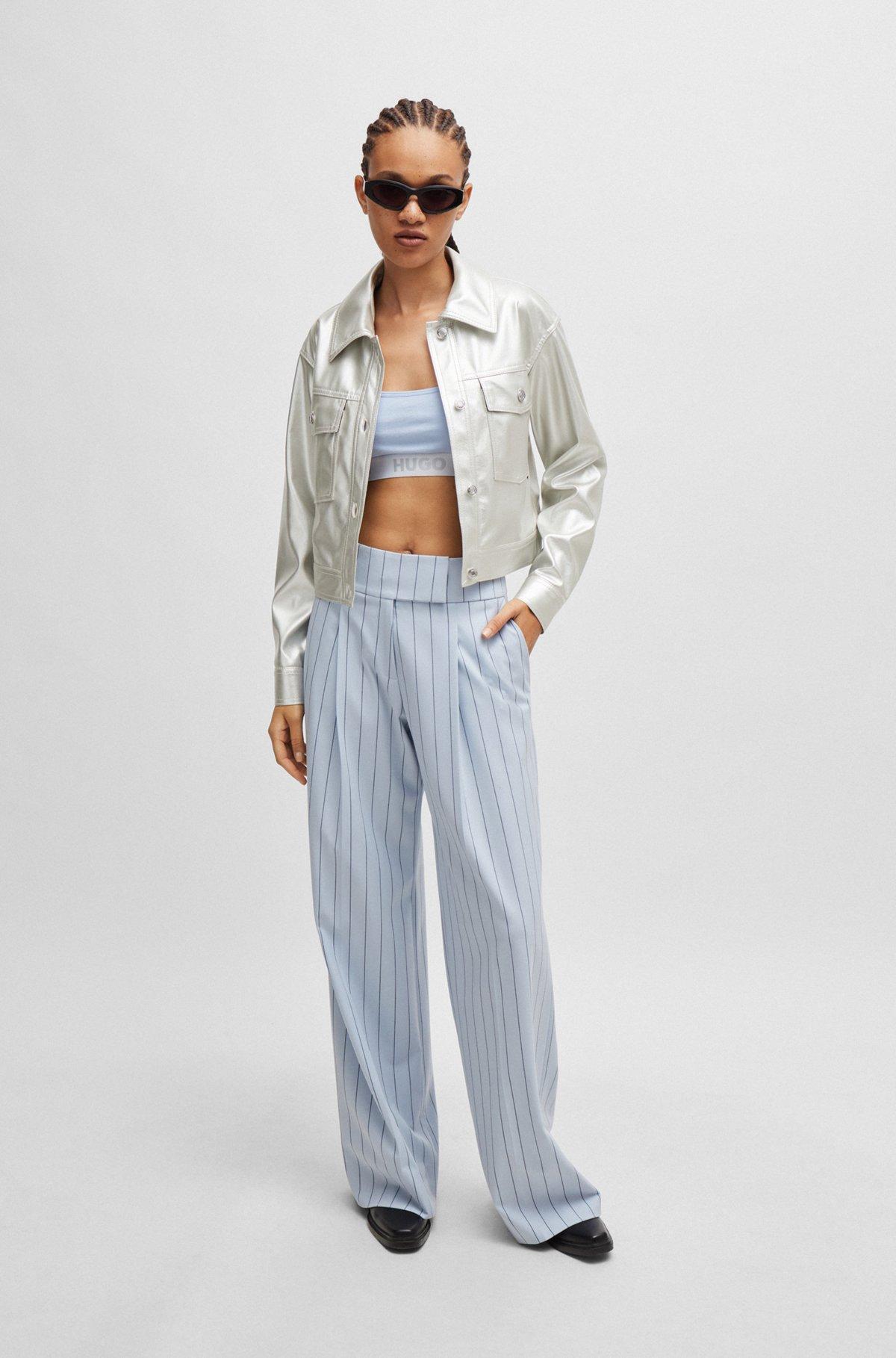 Relaxed-fit jacket in metallic faux leather Product Image