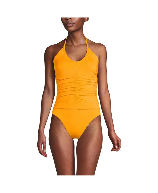 Women's Ruched Multi-Way V-Neck Halter High Leg One Piece Swimsuit Product Image