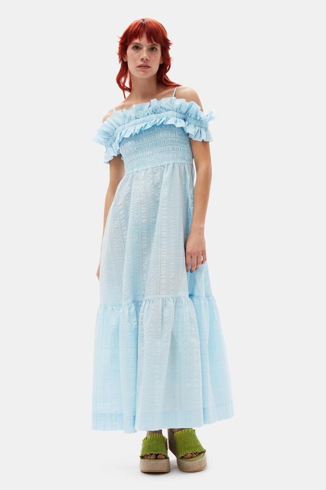 Seersucker Check Smock Maxi Dress Product Image