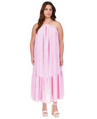 Plus Size Petal-Print Chain-Strap Maxi Dress Product Image