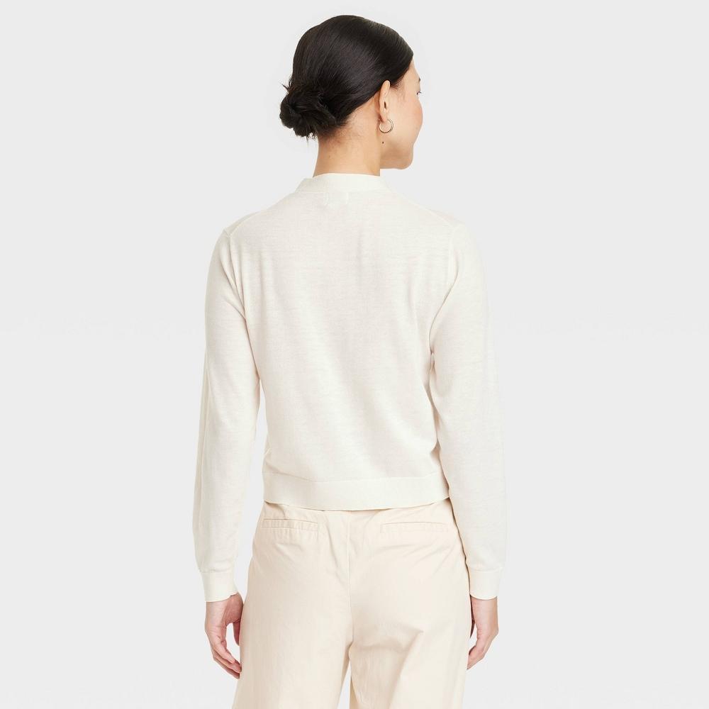 Women's Button-Front Cardigan - A New Day™ Cream S Product Image