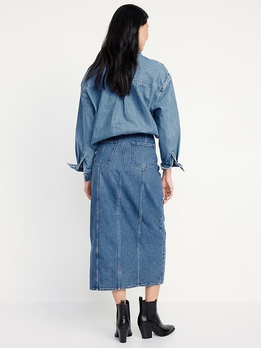 Mid-Rise Jean Maxi Skirt Product Image