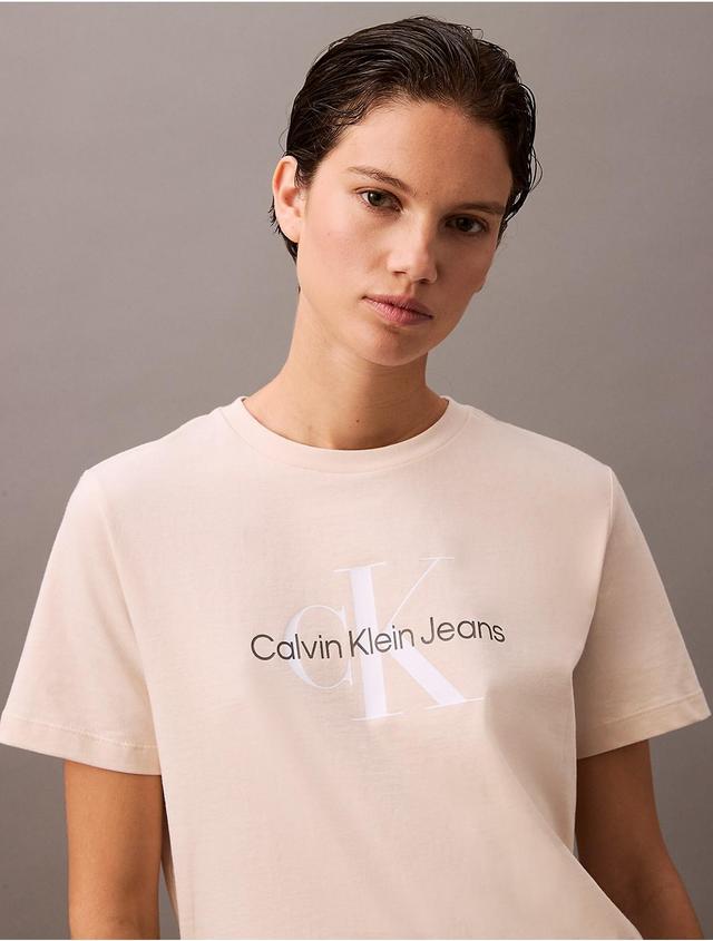 Calvin Klein Womens Monogram Logo Tee - White - S Product Image