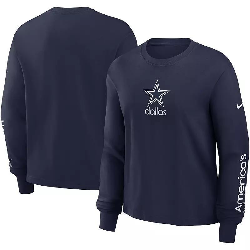 Womens Nike Dallas Cowboys Boxy Long Sleeve T-Shirt Blue Product Image