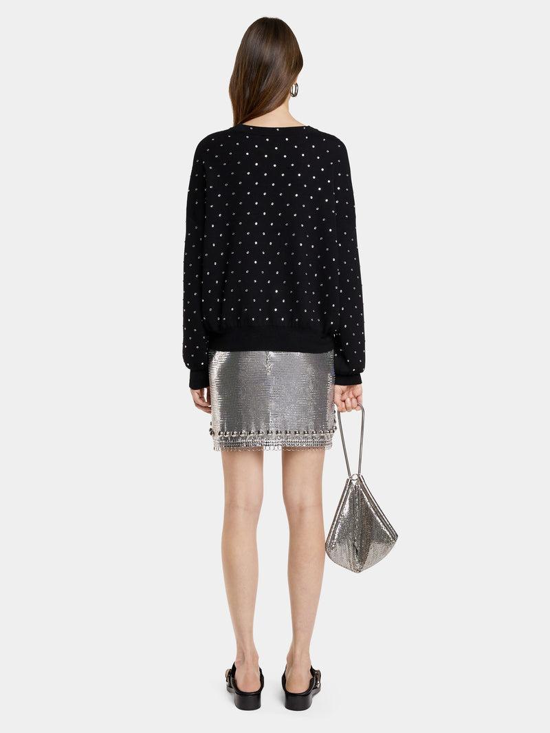 BLACK CRYSTAL-EMBELLISHED SWEATER IN WOOL Product Image