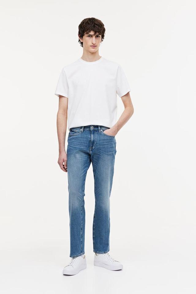 H & M - Xfit Straight Regular Jeans - Blue Product Image