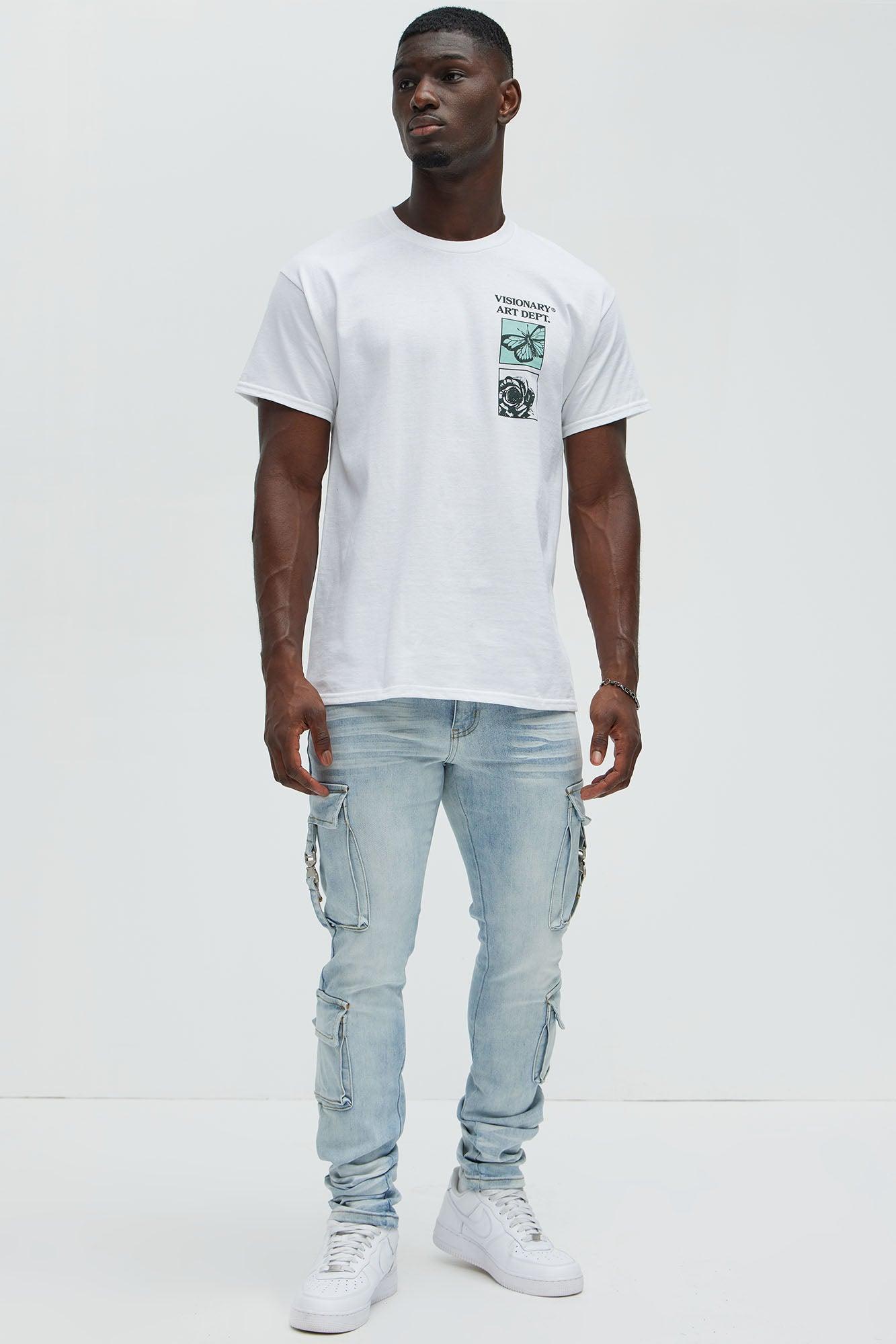 Hold On Cargo Stacked Skinny Jeans - Light Wash Product Image