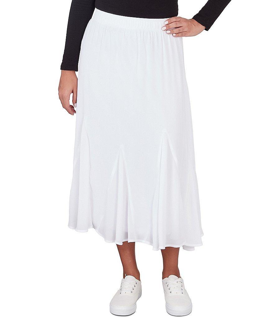 Ruby Rd. Solid Yoryu Godet Elastic Waist Midi A-LIne Skirt product image