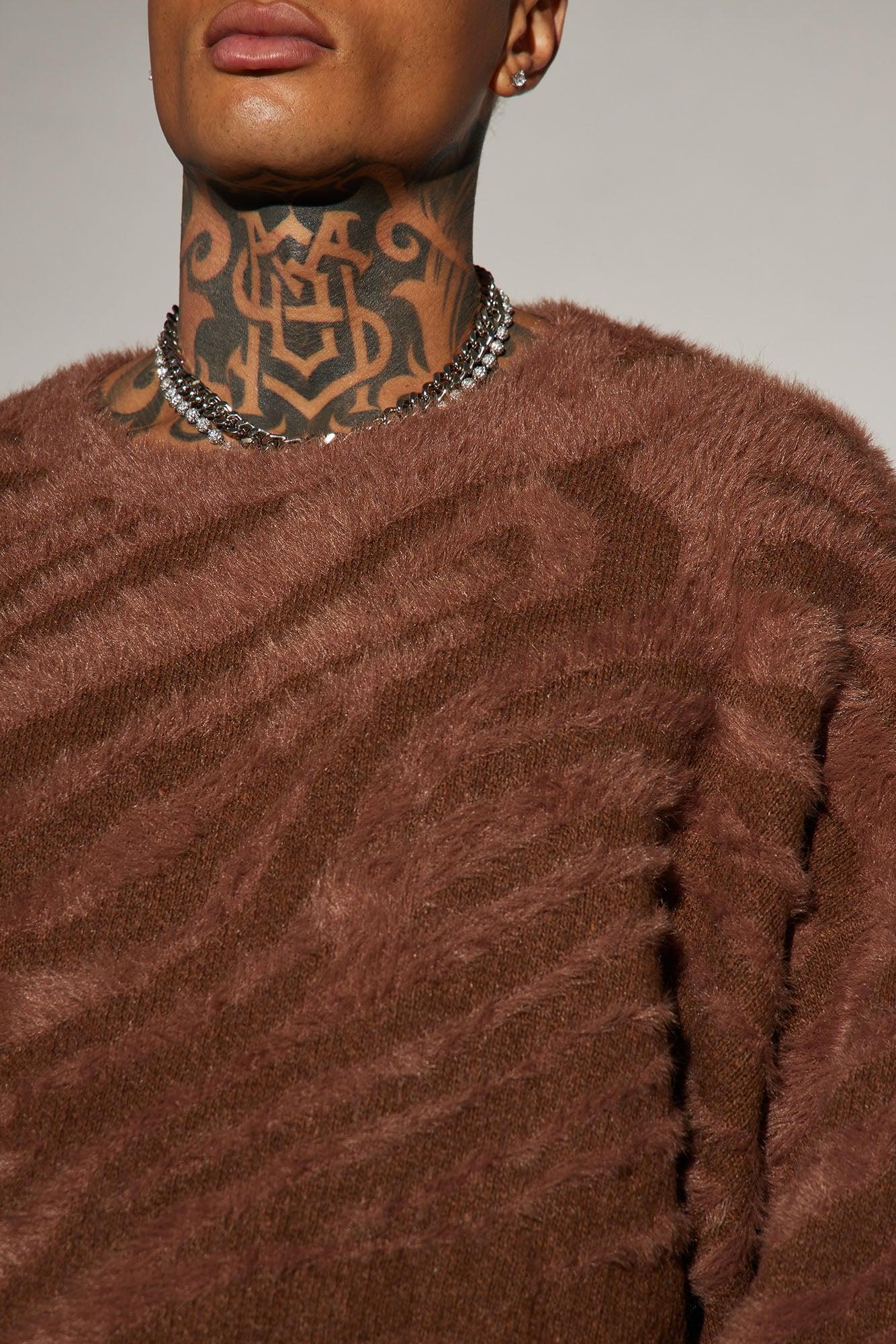 Textured Crewneck Sweater - Brown Product Image