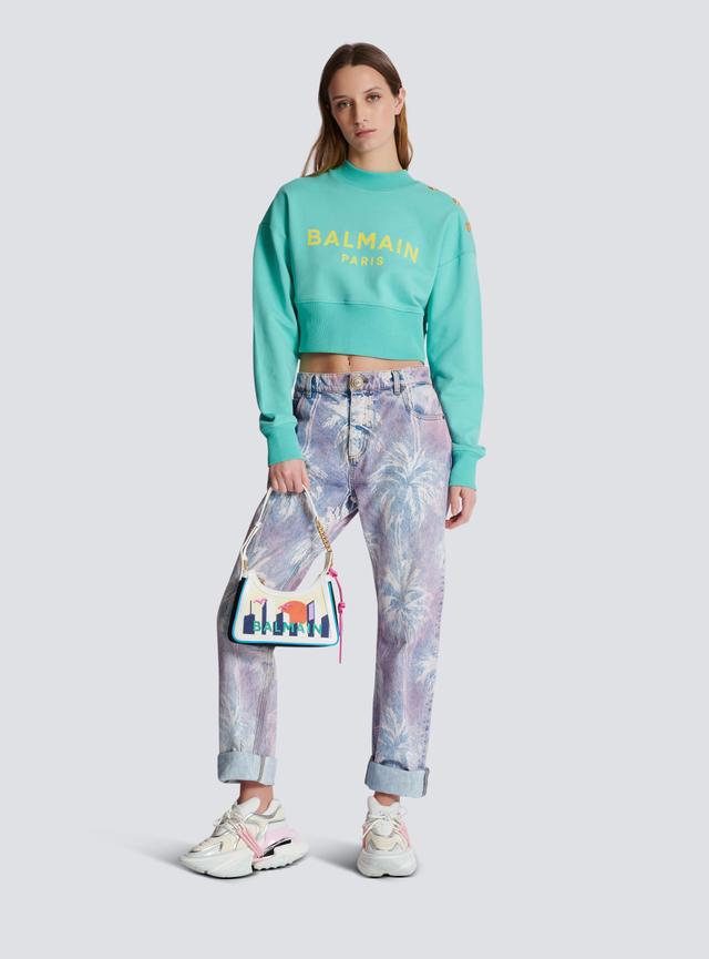 Cropped sweatshirt with Balmain Paris print Product Image