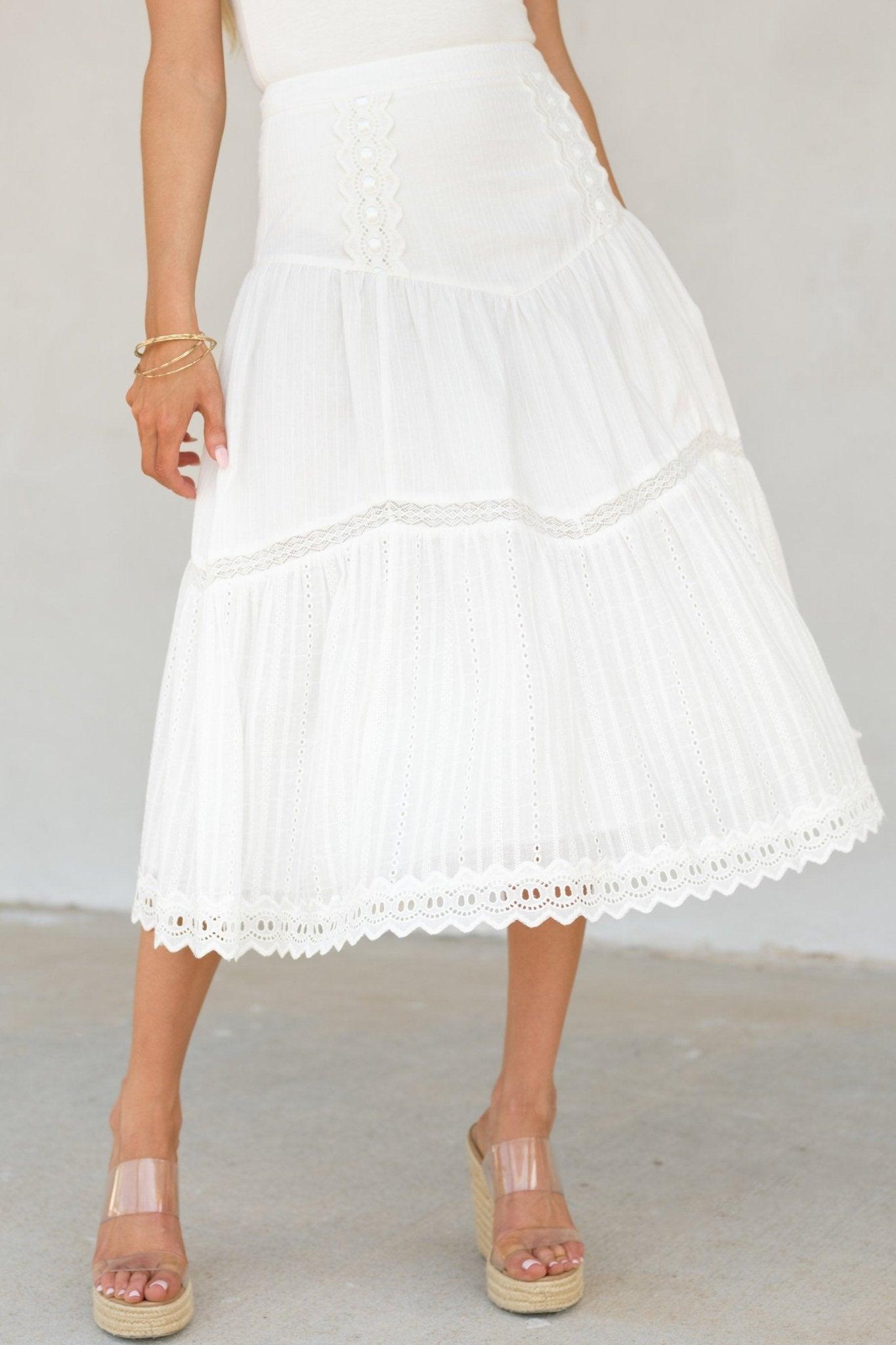 Aura Follow The Flow White Midi Skirt Product Image