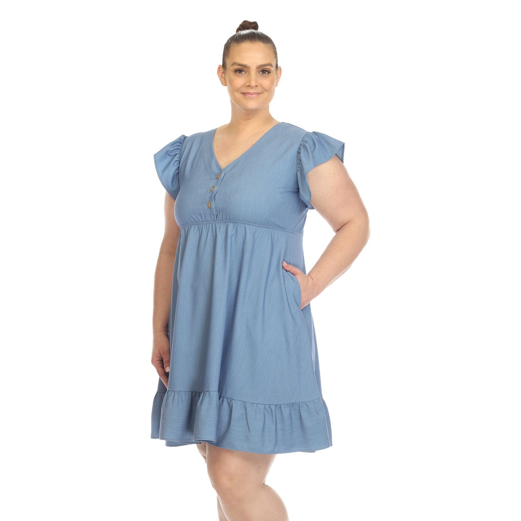 Ruffle Sleeve Knee-Length Dress - Plus Product Image