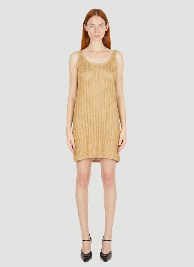 Metallic Cabel Knit Dress Female Gold In Brown Product Image