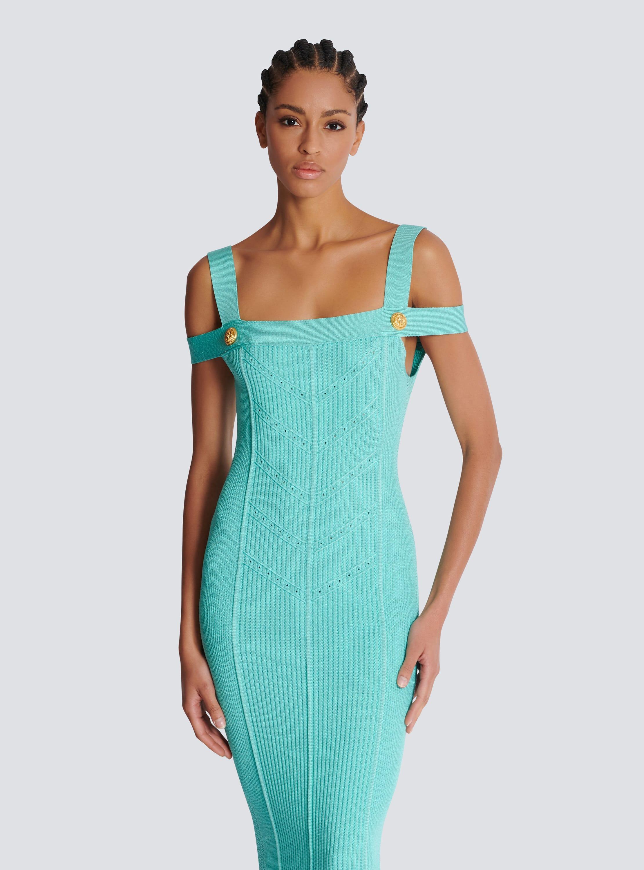 Knit midi dress with double straps Product Image