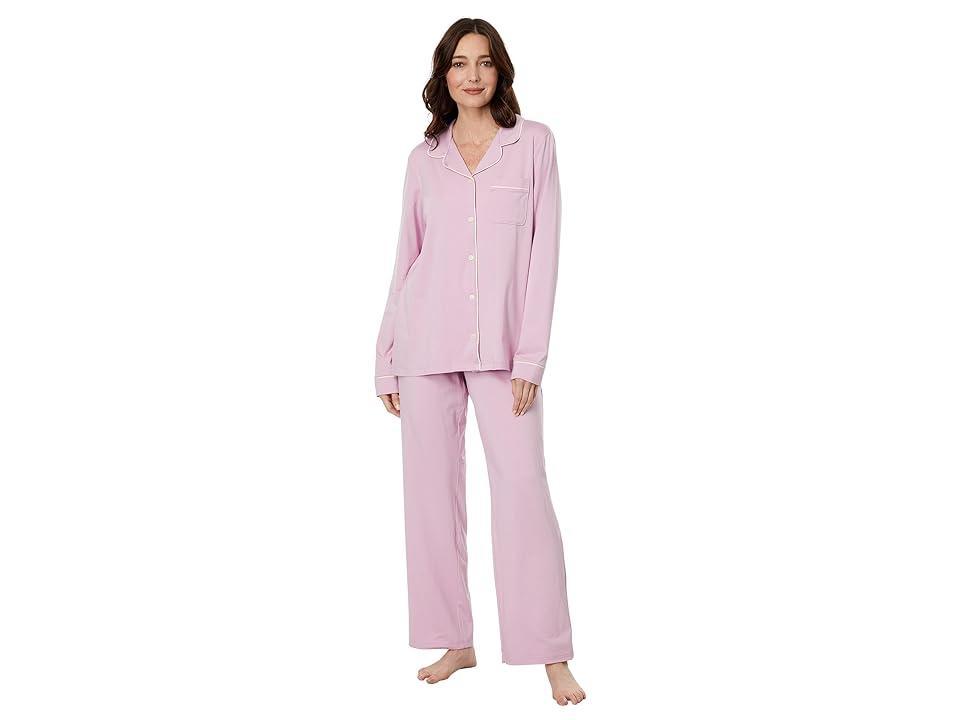 L.L.Bean Super Soft Shrink-Free Button Front Pajama Set (Peach Sherbet) Women's Pajama Sets Product Image