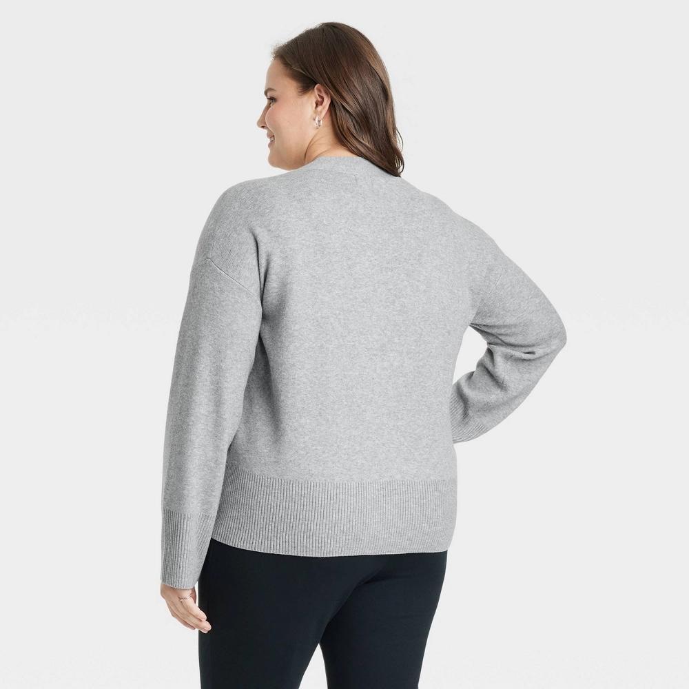 Women's Cozy Knit Everyday Cardigan - A New Day™ Gray 2X Product Image