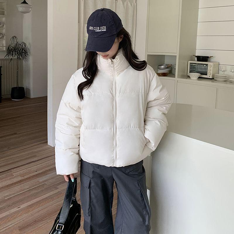 Mock Neck Zip-Up Puffer Jacket Product Image