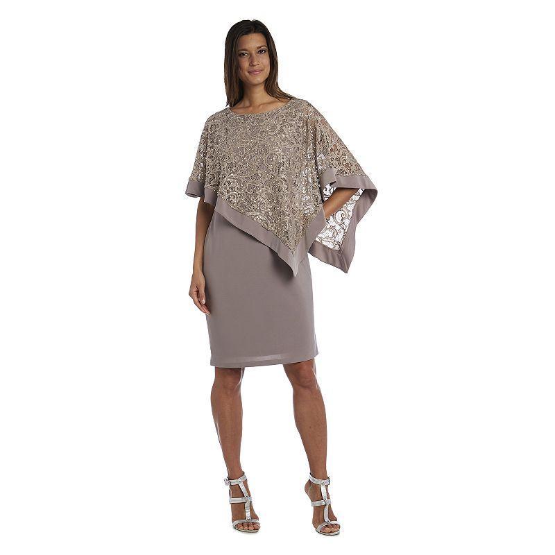 Womens R&M Richards Sheath Poncho Dress Beige Product Image