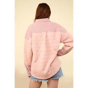 Pink Oversized Quilted Cozy Shacket Jacket Product Image