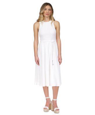 Womens Smocked Sleeveless Midi-Dress Product Image