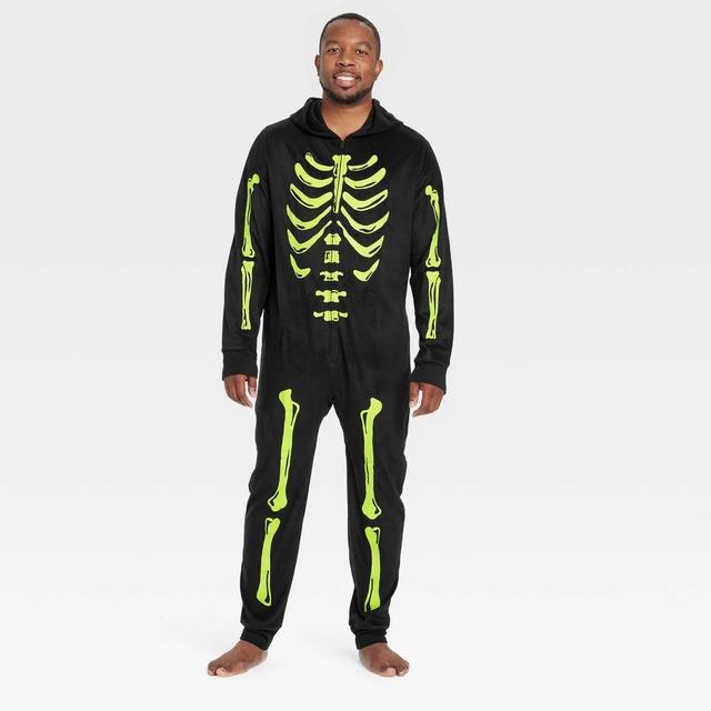 Mens Glow-in-the-Dark Skeleton Halloween Matching Family Union Suit Pajama - Hyde & EEK! Boutique Black M Product Image