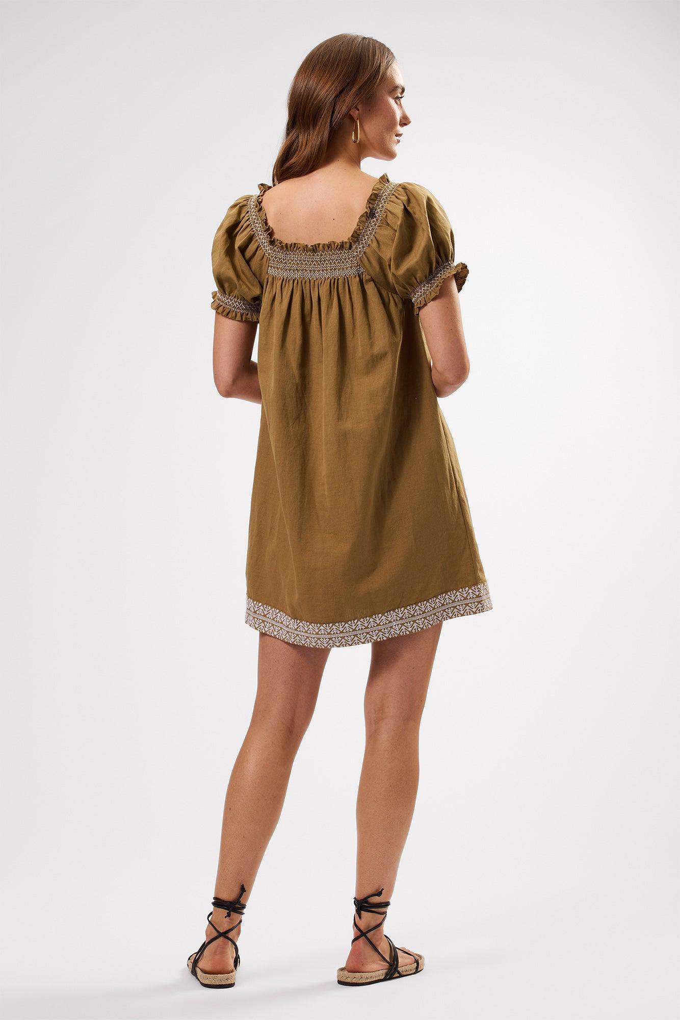 Smocked Embroidery Dress - Elm White Embroidery Product Image