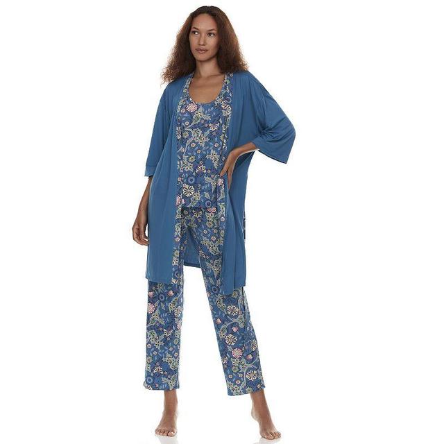 Womens Flora by Flora Nikrooz Payton Robe, Tank Top & Pants Pajama Set Product Image