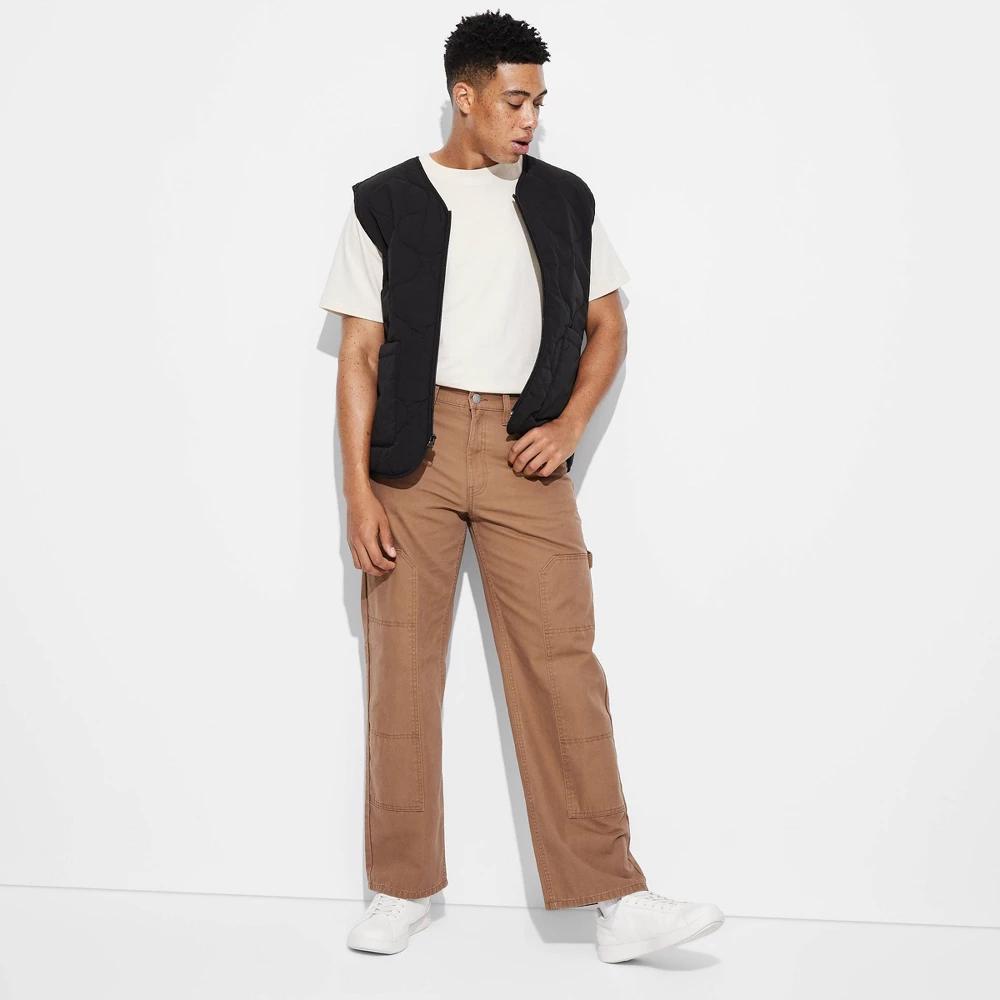 Mens Straight Leg Pull-On Carpenter Pants - Original Use Dark Khaki 38x32 Product Image