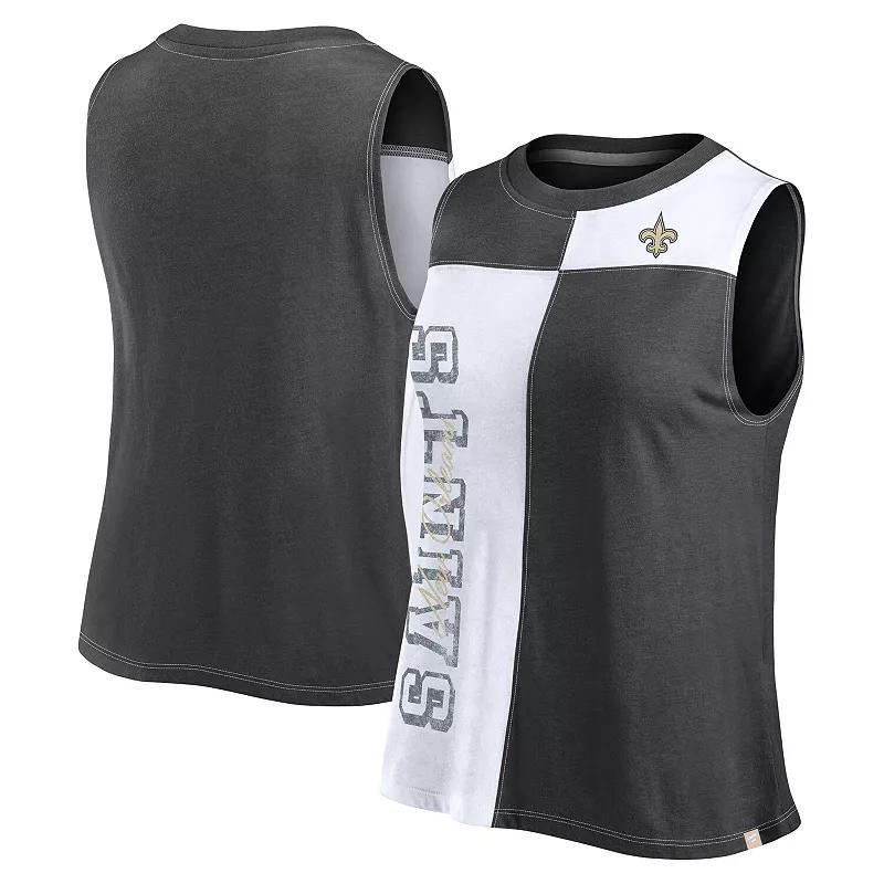 Womens Fanatics /White New Orleans Saints Script Color Block Tank Top Product Image