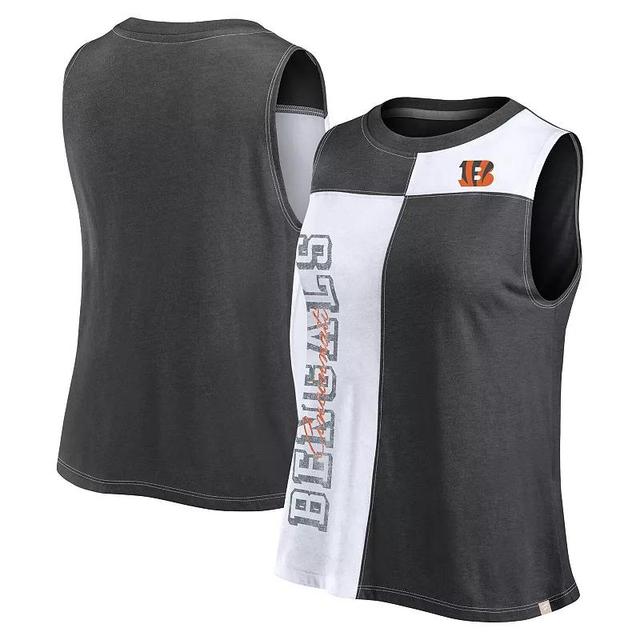 Womens Fanatics Branded /White Cincinnati Bengals Script Color Block Tank Top Product Image