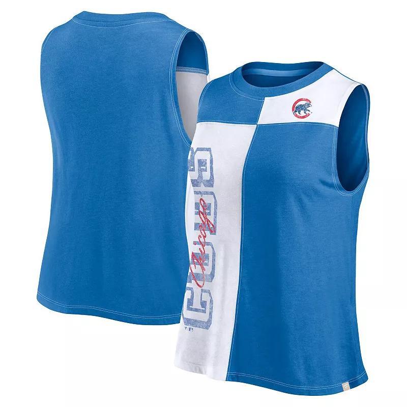 Womens Fanatics Branded Royal/White Chicago Cubs Color-Block Tank Top Product Image