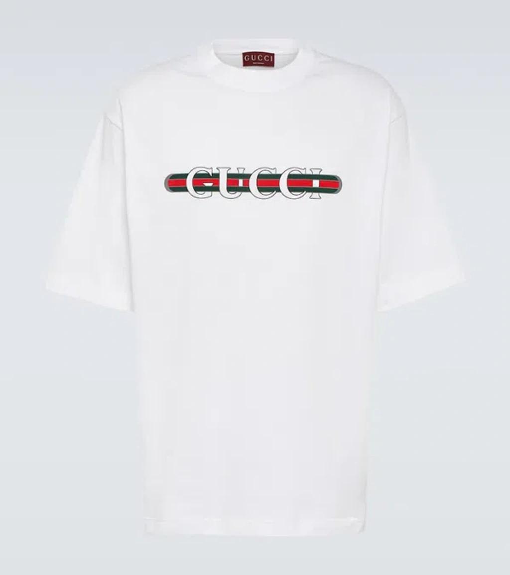 GUCCI Logo Cotton Jersey T-shirt In White product image